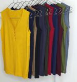 تاپ حلقه ای کبریتی دکمه دار کشمیر - تصویر 3